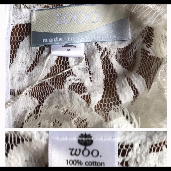 NWT White Cotton Lace Accent Lined Dress - Picture 5 of 5